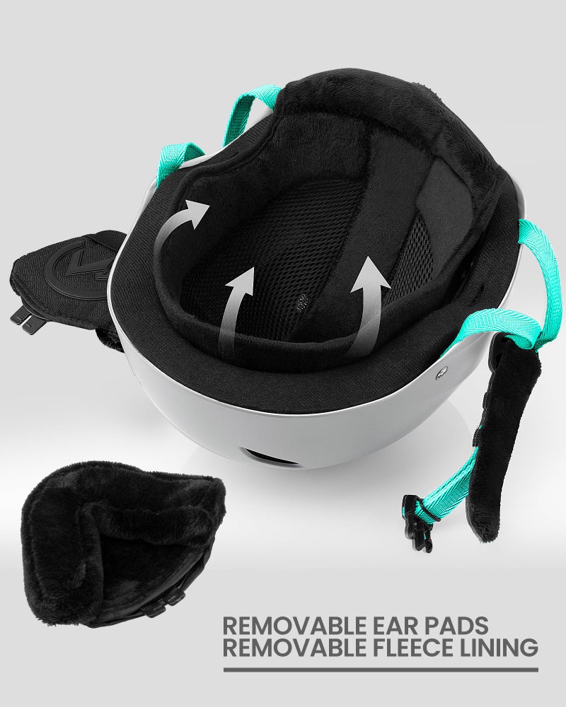 OutdoorMaster Kelvin Ski Helmet - Snowboard Helmet for Men, Women & Youth (White+Teal,S) - Image 4